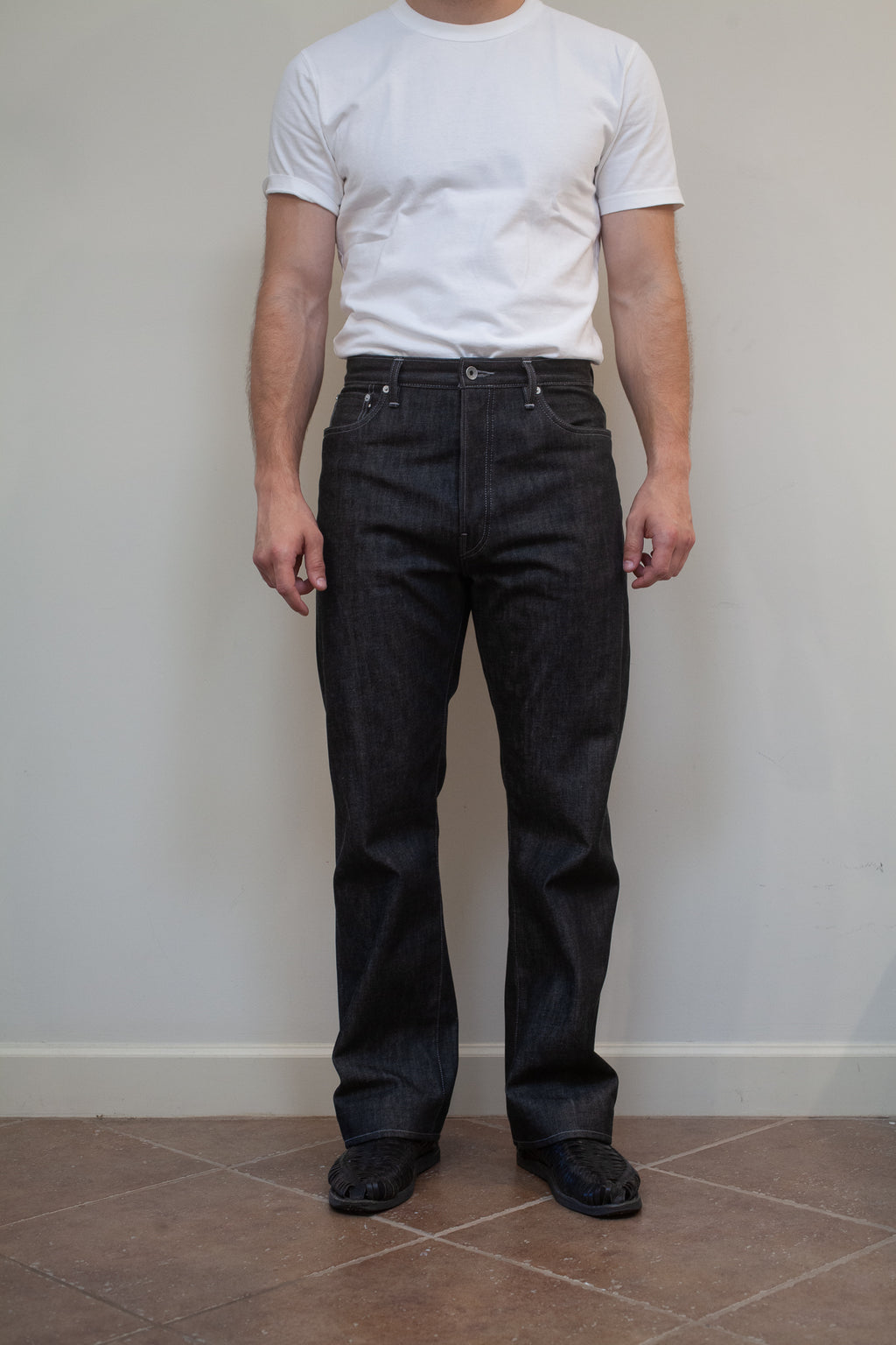 Vintage Straight Cut Jeans - Black White Oak Selvedge Denim